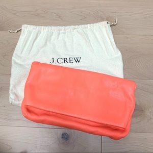 J. Crew Neon Orange Foldover Clutch Bag
